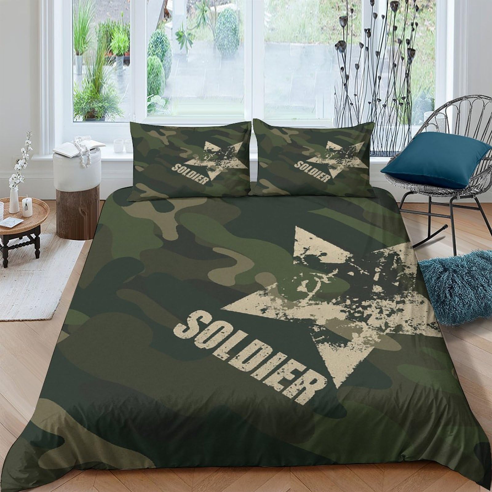 Ctjqhvkz Style-5 3D Printed Camouflage Soldier Fitted Sheet Microfiber Soft Bed Cover For Bedroom Dorm Mattress Protection Decor Single（135X200cm）