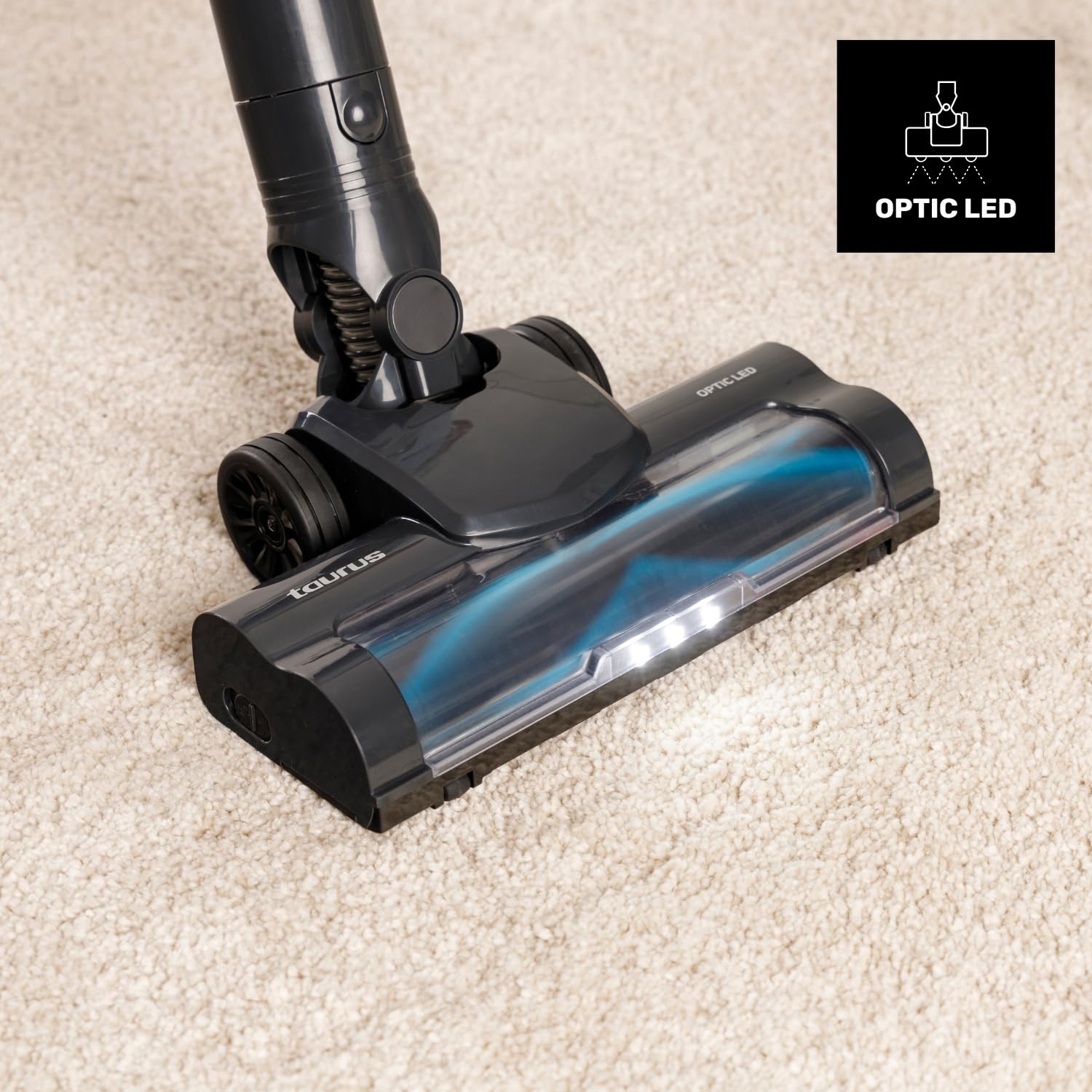 Taurus – Aspirador sin Cable Homeland Ideal Touch, Batería extraíble, Carga Rápida, 180W, 35 min autonomía, Filtro HEPA, Turbo Brush, LED, Pantalla Digital, Depósito 600ml, Accesorios