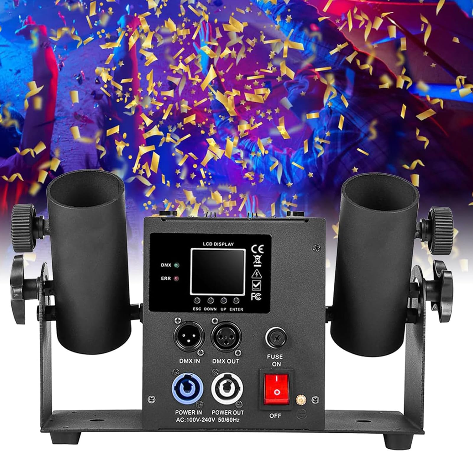 Máquina de cañón de confeti, lanzador de confeti, soplador eléctrico profesional de efectos de escenario, control remoto inalámbrico para conciertos, fiestas y eventos.