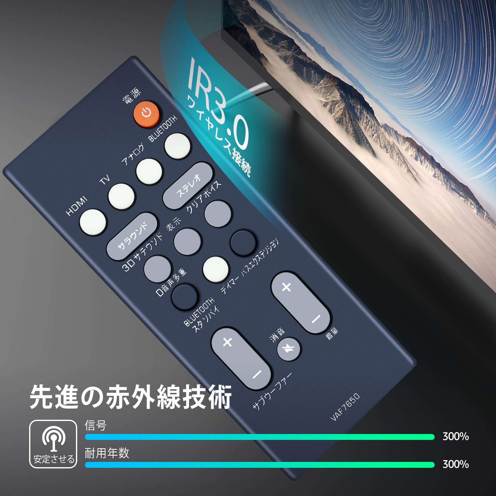 Amazon | サウンドバーリモコンVAF7650 for YAMAHA ヤマハサウンドバー