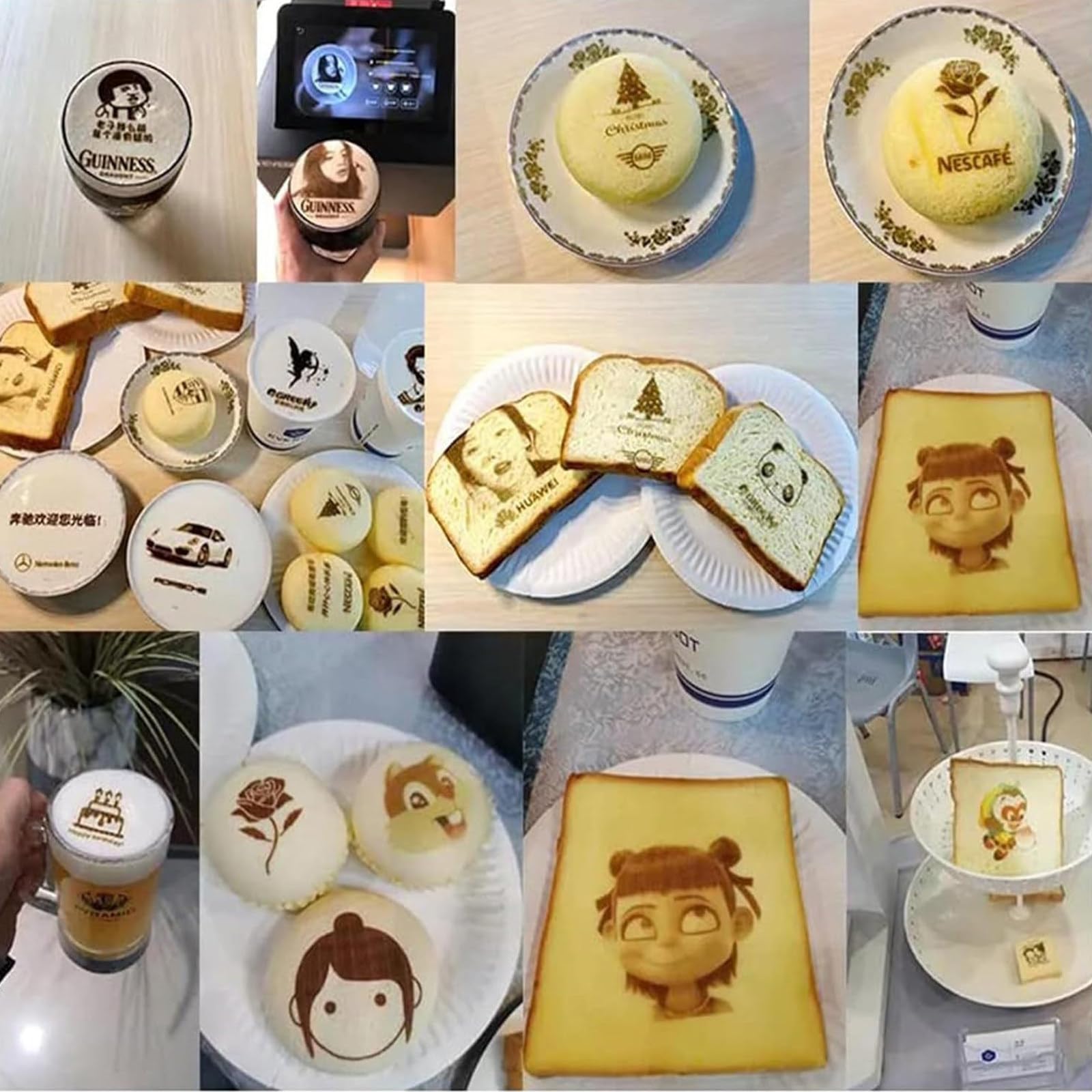 Macchina per Stampa Digitale Automatica Latte E caffè,Stampante 3D Art Digitale A Getto D'Inchiostro WiFi Stampa Foto Touch Screen Display,Creatore di Decorazioni Fai da Te Black-EBPro