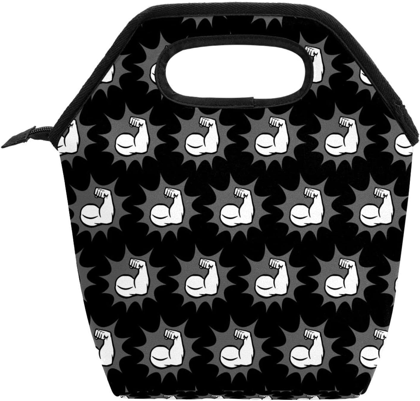 Insulated Lunch Boxes Lunch Bags for Kids Strong Bodybuilder Biceps Flex Arm Pattern Meal Package Containers for Women Men Outdoor Picnic Tote with Zipper