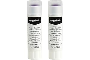 Washable School Glue Sticks, Fast-Drying Clear Adhesive, 2-Pack, Purple
