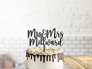 Personalised Acrylic Wedding Cake Topper Keepsake. Mr and Mrs Surname Decoration.Getting Married. Personalised Wedding Cake.Solid Cake Decoration. Bride and Groom.