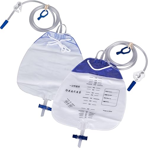 Miniatura 5 de 10 bolsas de orina con drenaje de tubo de 48 pulgadas, bolsa de drenaje urinario de rendimiento con cámara antirreflujo – bolsa de recolección de