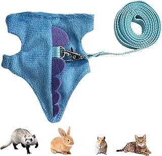 Kaninchen Leine Und Geschirr Set,Einstellbares Geschirr mit Leine für Kleintiere | Tägliche Spaziergänge Outdoor Abenteuer Feste Fotos für Frettchen Chinchilla Kitten product image