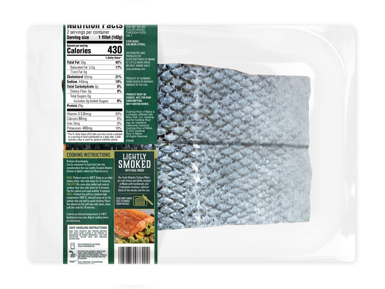 Ducktrap Lightly Smoked Atlantic Salmon 10oz 2 portions — view 2