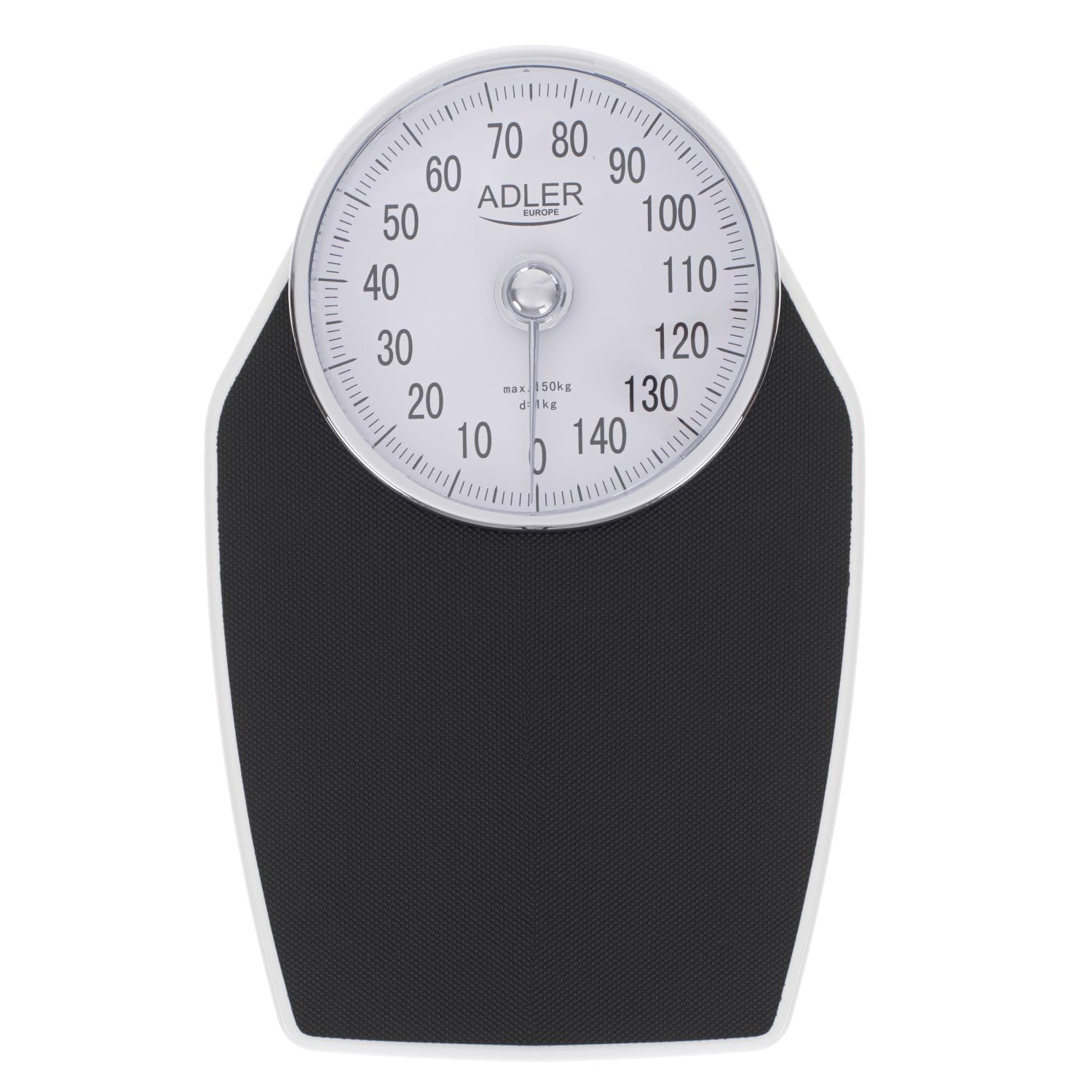 Adler AD8177 Báscula de Baño Analógica Mecánica, Profesional 150 Kg, Gran Precisión, Superficie Antideslizante, no Digital, Fácil de Usar, sin Pilas, Metal