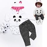 Reborn Baby Girl Dolls Clothes 18 inch Panda Outfits Accesories for 17-19 inch Reborns Doll Newborn Baby Girl Matching Clothing