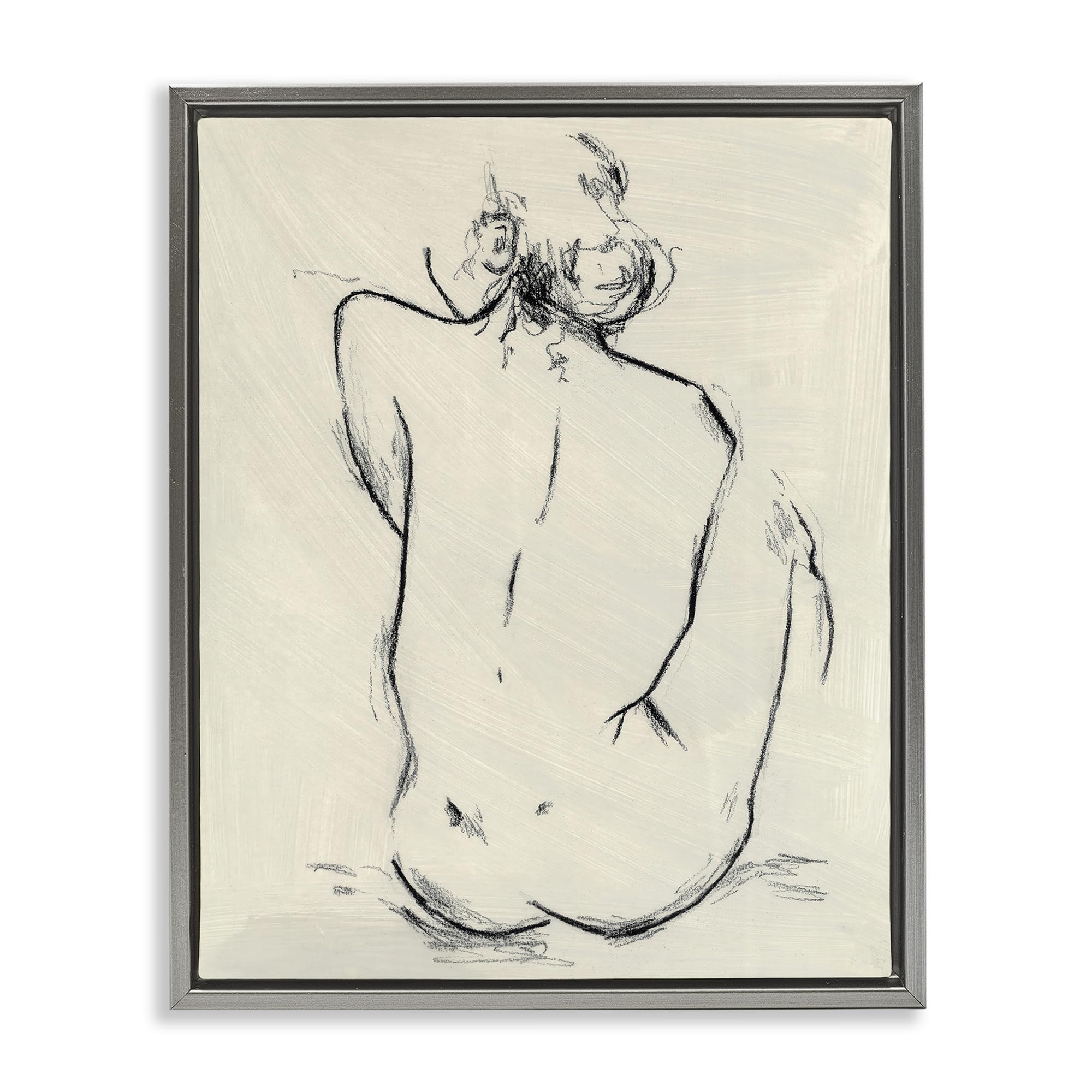 Stupell Industries Luster Gray (Matte) 'Nude Sitting Study', Floating Frame Canvas Art, Gray, 25 X 31 Inches, Easy To Hang And Sturdy, Made In Usa, By Chloe Elliot