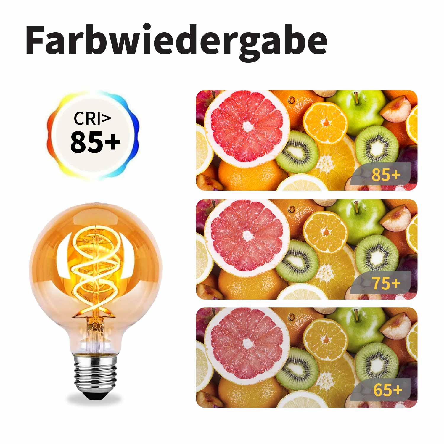 Edison Vintage Glühbirne E27,E27 LED Vintage 4W G80 2700K Warmweiss Retro Glühbirne LED Filament Lampe für Retro Beleuchtung im Wohnzimmer/Schlafzimmer/Esszimmer - Bernstein, 6 Stück