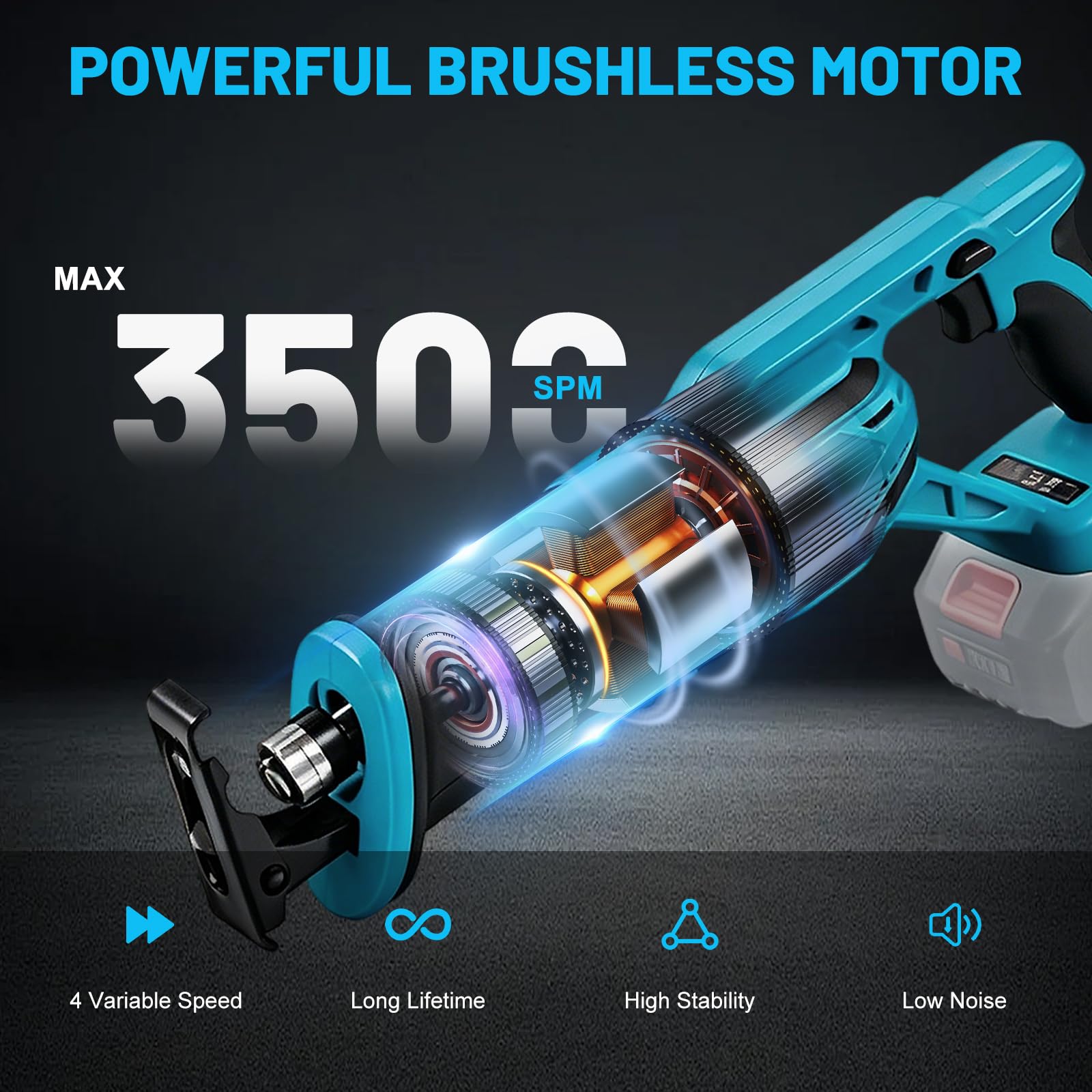 Akku Säbelsäge für Makita 18V Akku mit 8 Sägeblätter (ohne Akku)