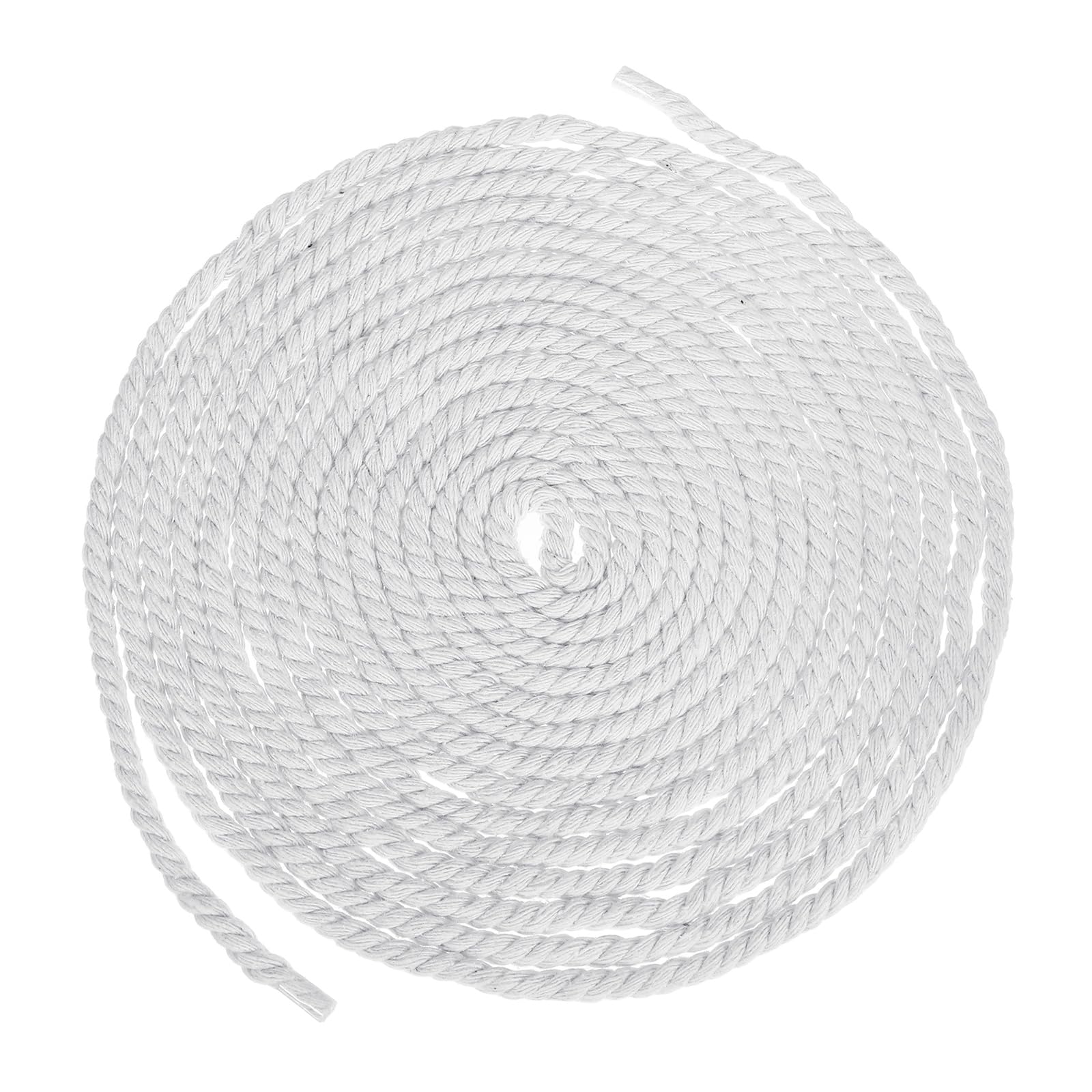 sourcing map 5mmx18Ft White Cotton Rope, 3 Strand Cord