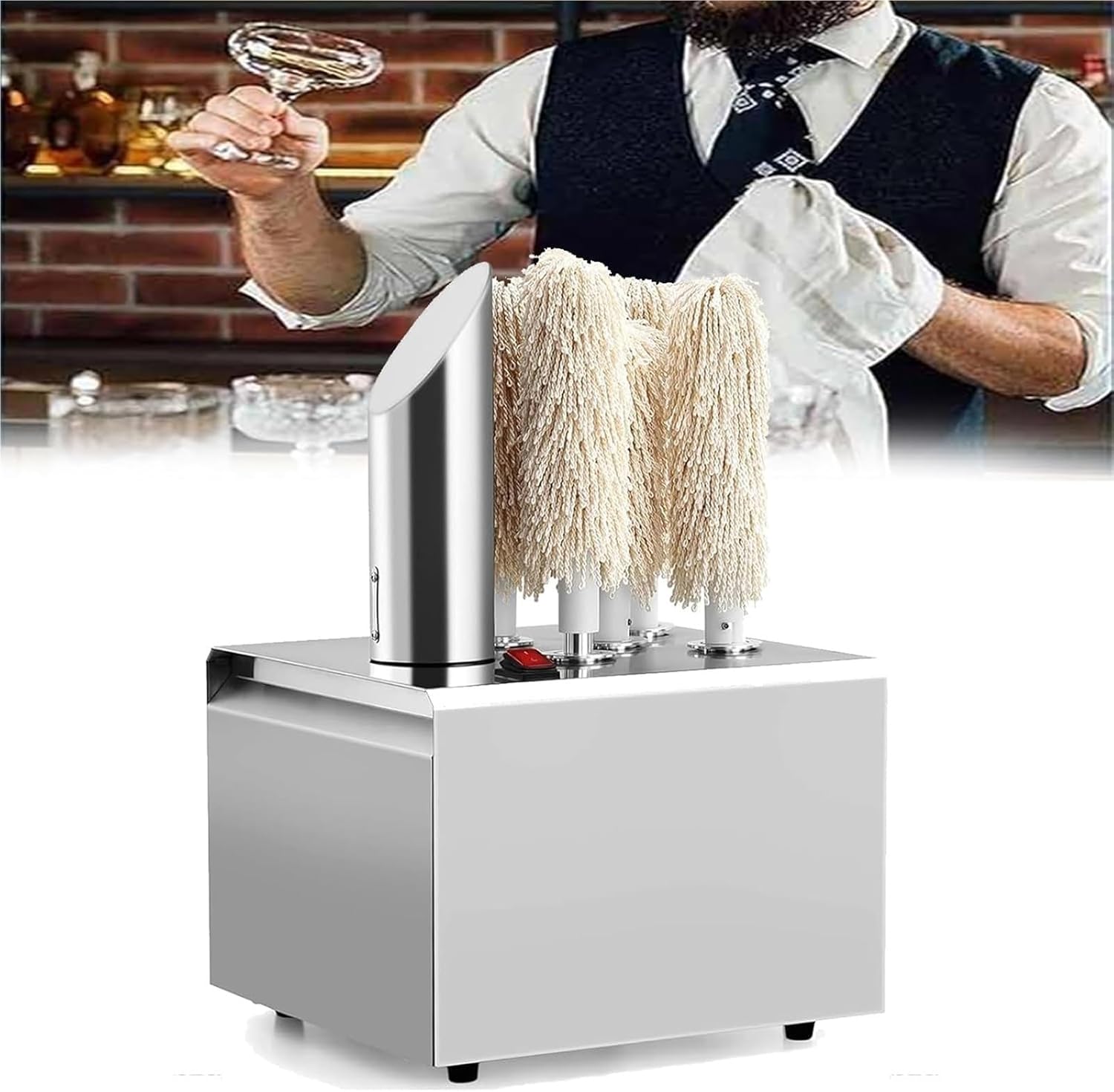 Electric Glass Polishing Machine with Rotary Drying System, Automatic Bar Glass Dryer, Stainless Steel Commercial Equipment for Restaurants, Hotels