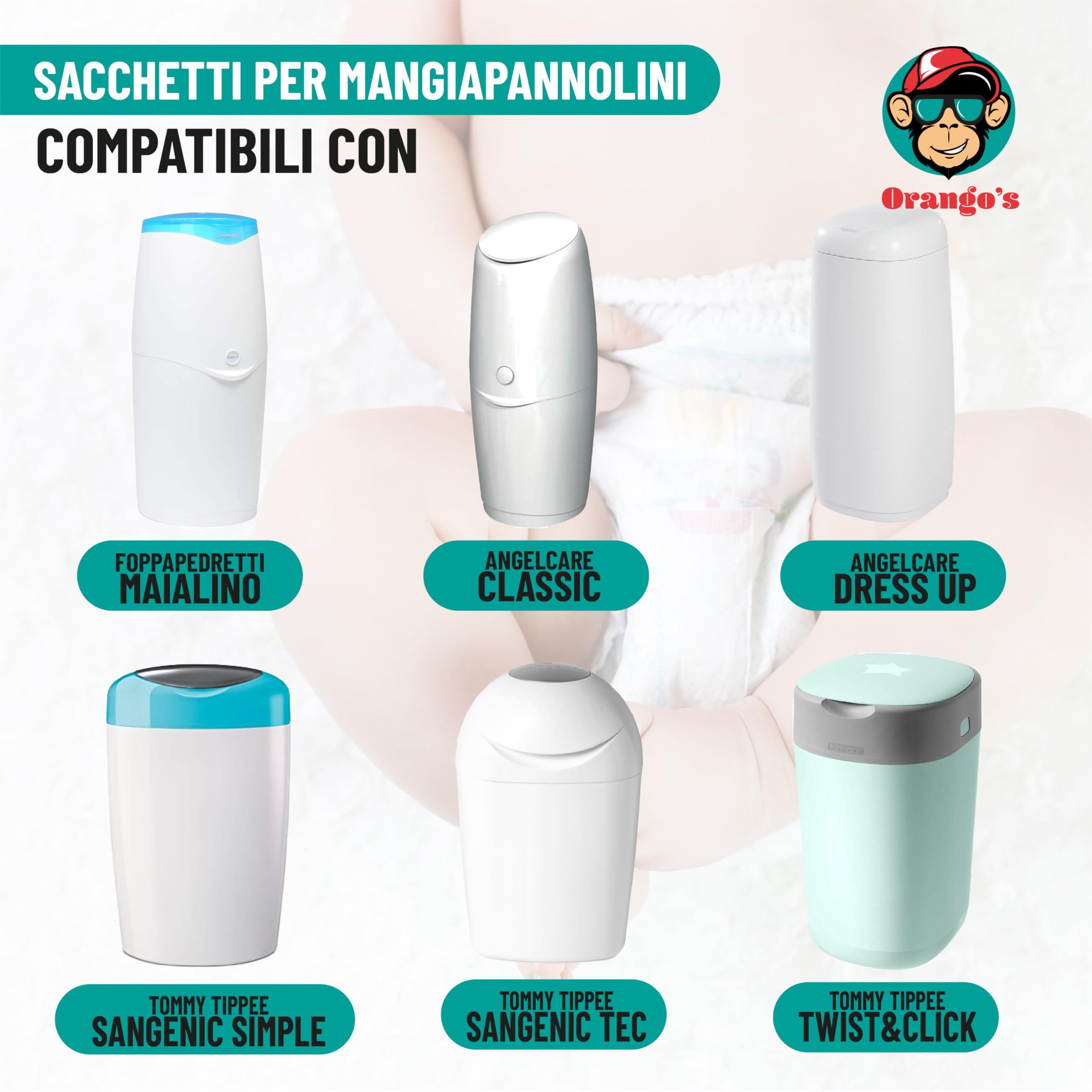 Orango's 3 Ricarica MangiaPannolini Universali, 7 Strati Anti Odore