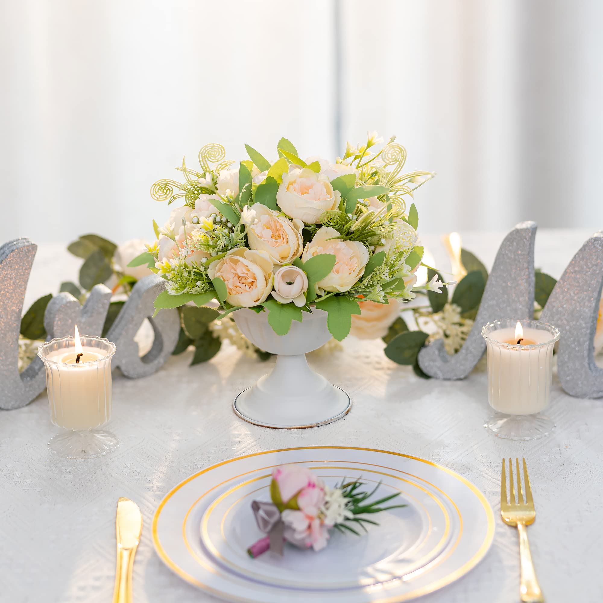 Sziqiqi Vaso Bianch per Centrotavola per Matrimoni - Vasi per Fiori In Metallo Piccolo Set of 10 Vaso per Urna per Matrimoni Feste Di Compleanno