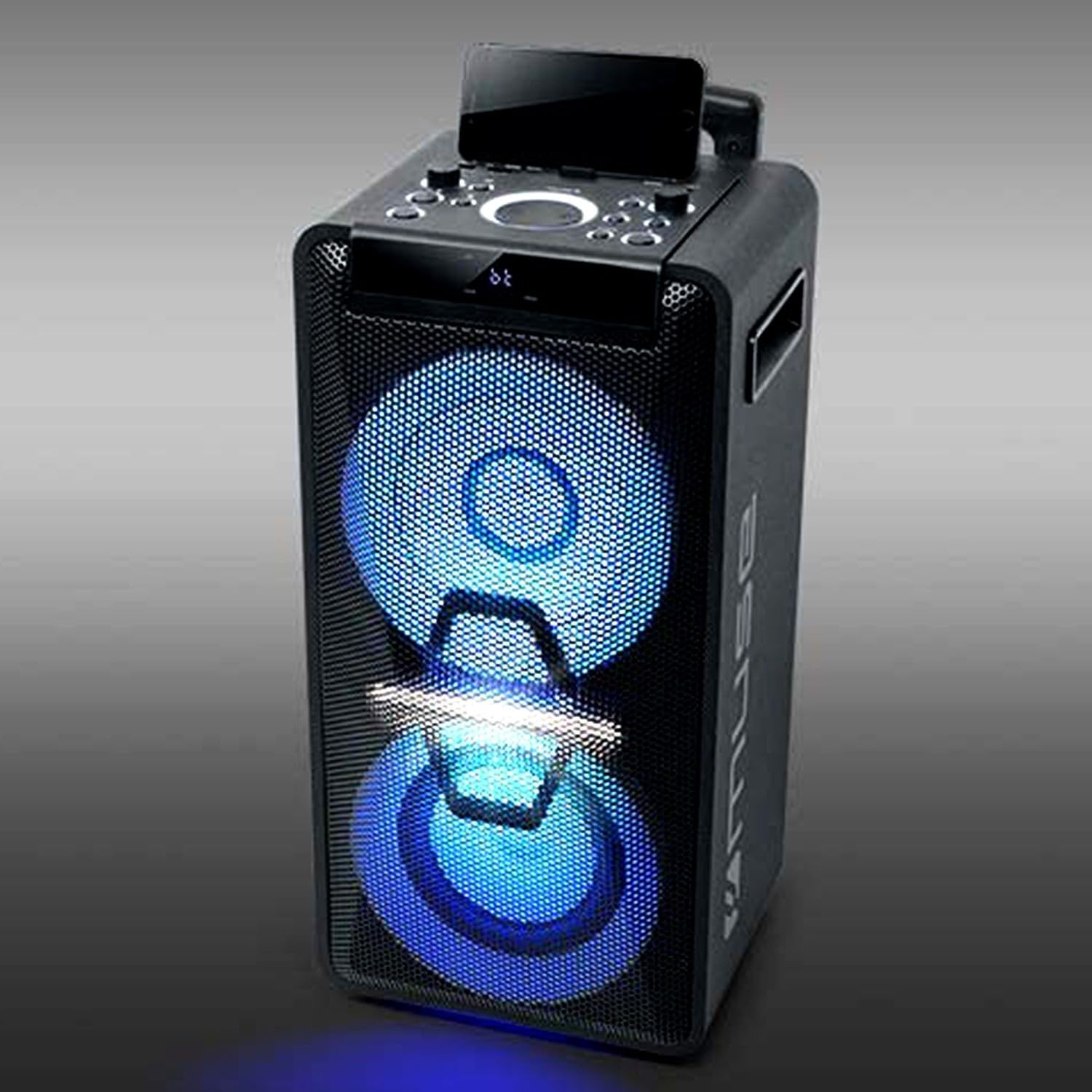Enceinte - Muse M-1920DJ - avec Batterie, 300 W, CD, Bluetooth et Effets Lumineux (USB, AUX, Télécommande) Noir