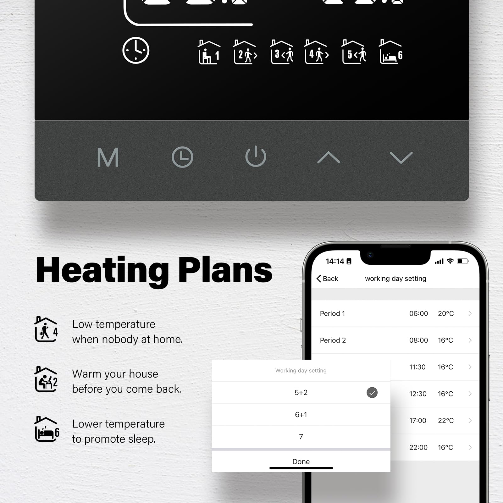 Beok Thermostat Programmable Thermostat Chauffe Eau 3A Smart WiFi Thermosta Écran Tactile LCD Compatible avec Alexa Google Home Contrôle Vocal, TS4Gwifi-WP Contrôle Vocal, TS4Gwifi-WP