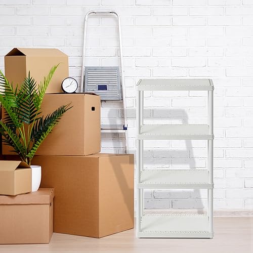 Miniatura 5 de Gracious Living Estante organizador de almacenamiento con 4niveles de estantes de plástico portátil multiusos fácil montaje de 24x12x48pulgadas