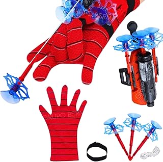 Kit Brinquedo Luva Aranha Lança Teia Faz de conta Infantil Lançador de Dardos Com Ventosa Spider Hero Menino Presente Criança 3 Anos