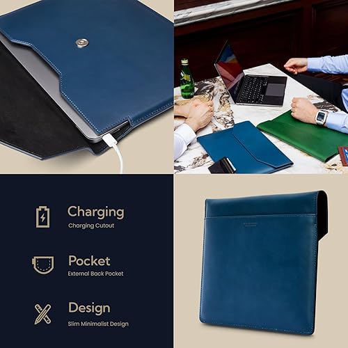 Miniatura 5 de Kronemar Funda de piel de grano completo para laptop de 13 pulgadas, compatible con MacBook Pro 2016-2022 de 13 pulgadas, MacBook Air 2018-2022 de