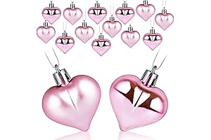 15PCS Heart Shaped Decorations for Christmas Tree - Baby Pink Ornaments