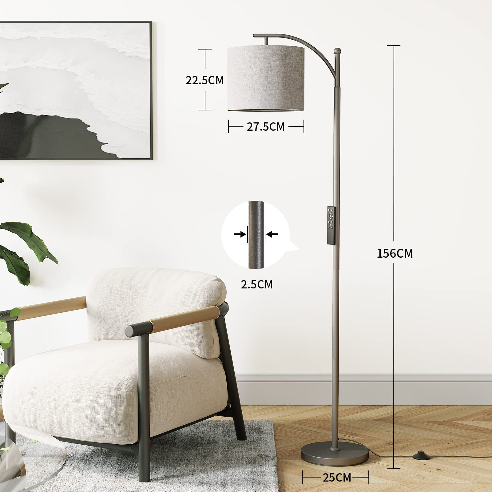 Lampada Da Terra SUNMORY Con Ripiano: 3 Colori Luce, Lampadina LED Inclusa. Design In Legno E Metallo, Perfetta Per Soggiorno O Camera!