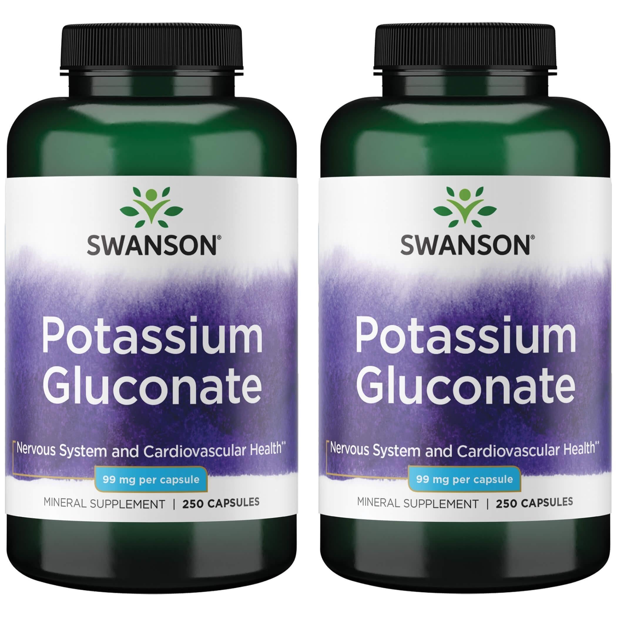 Swanson Potassium (Gluconate) 99 Milligrams, 250 Capsules, 2 Pack 250 Count (Pack of 2)