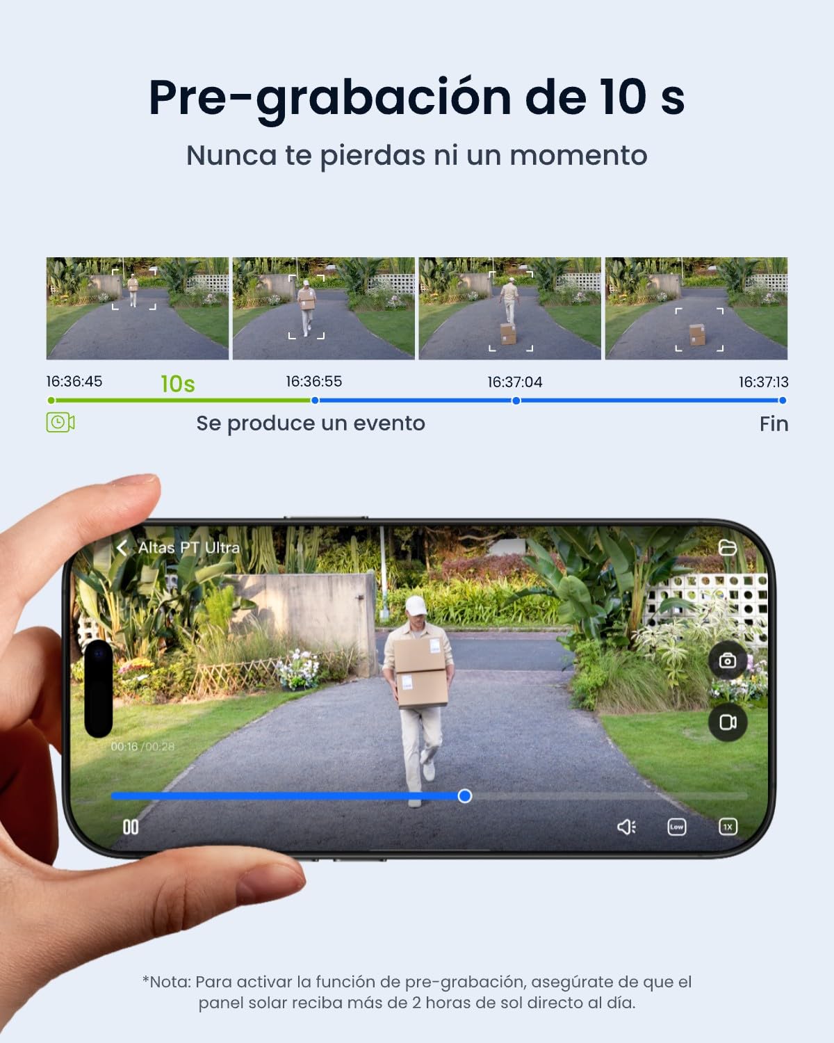 Reolink Altas PT Ultra, 4K Camara Vigilancia Exterior Solar, Batería Recargable de 20000 mAh, Visión Nocturna ColorX, Vigilancia de 360° con Seguimiento Automático, 8MP PT Cámara con Wi-Fi 6