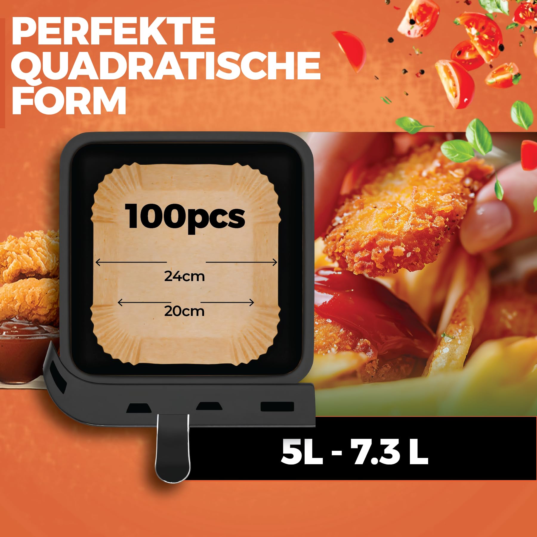 Backpapier Für Heißluftfritteuse – 120 Stück, 20-24 Cm, Hitzebeständig Bis 220°C, Für 4,5-8 L