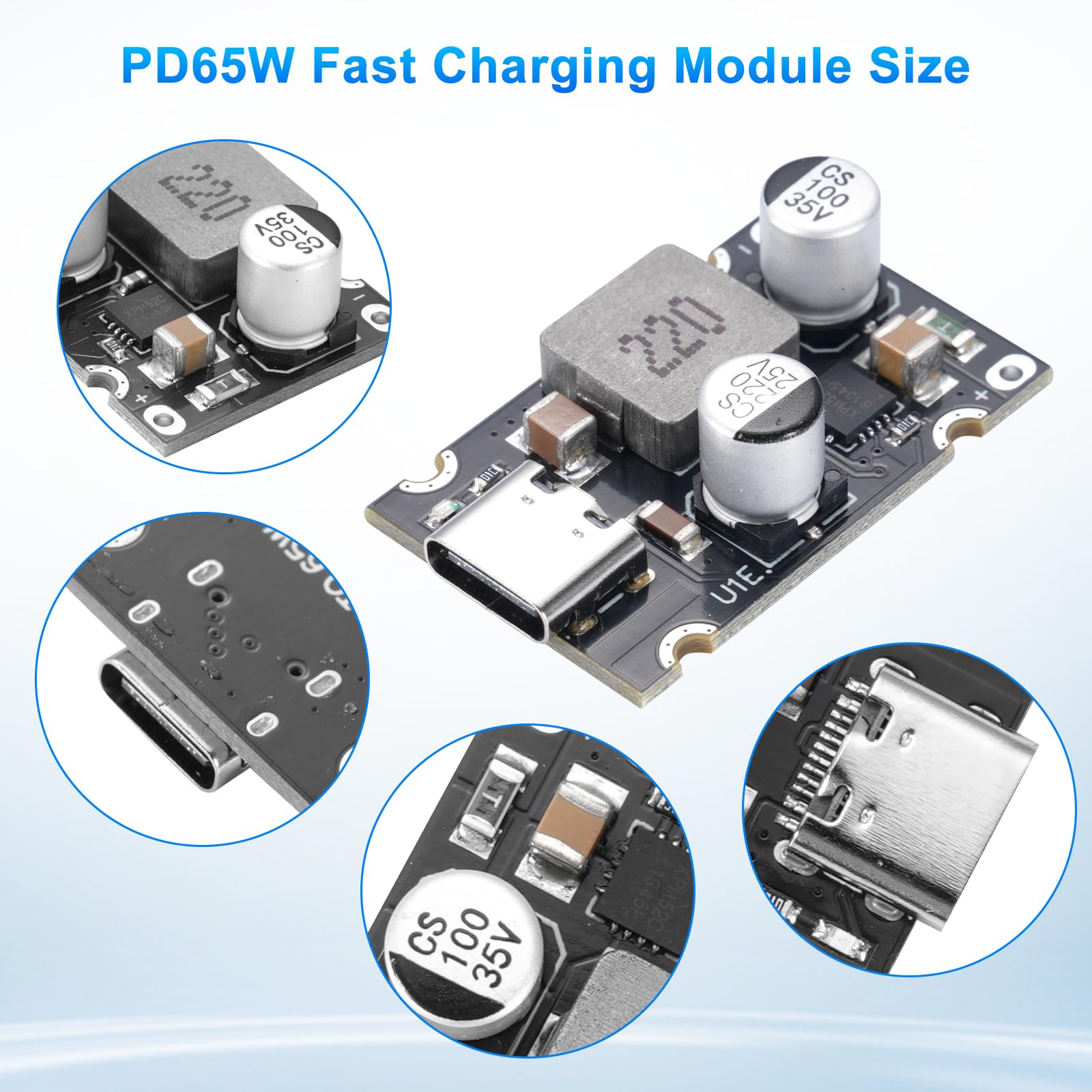 Lot de 3 modules de charge rapide PD65W, 12 V-30 V vers USB-C PD3.1 QC3.0 avec port de type C, convertisseur USB Buck DC-DC, module Step Down pour charge rapide du téléphone - 3