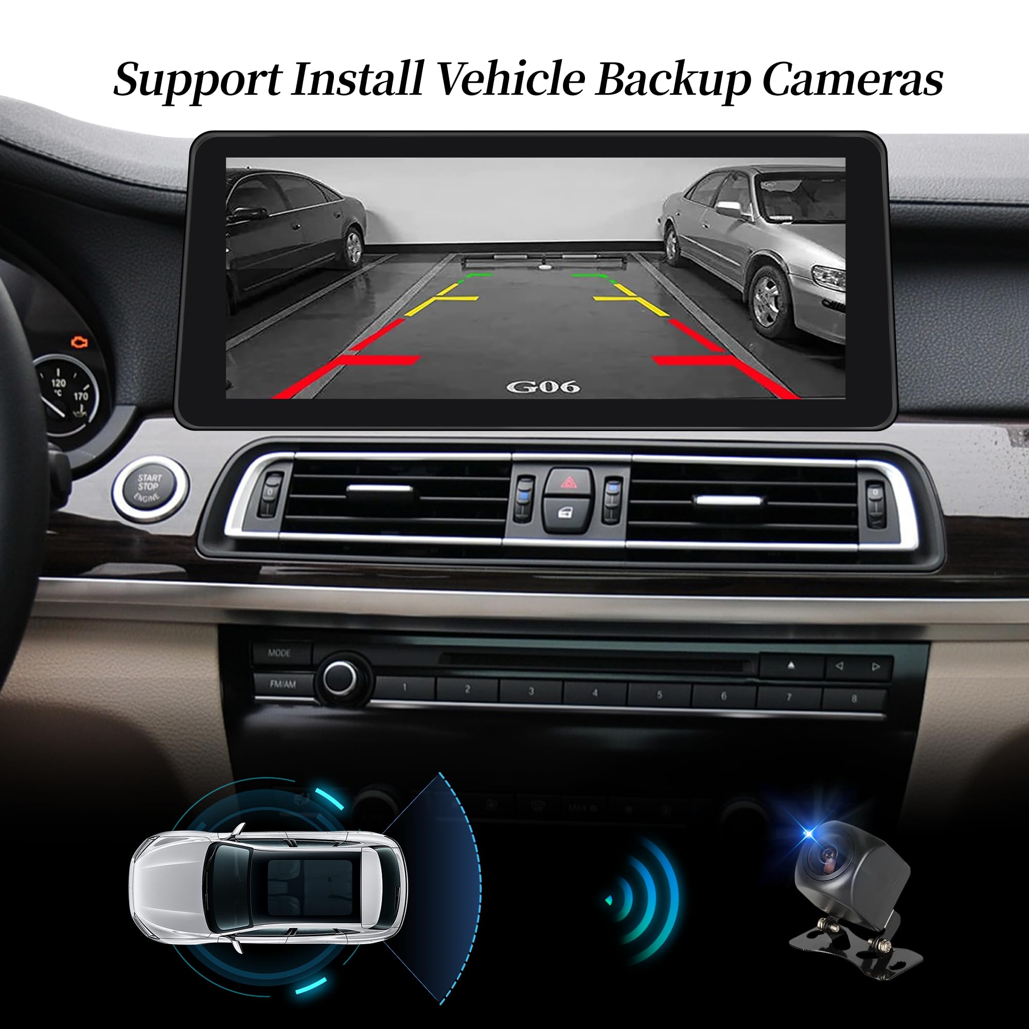 Aktualizacja ekranu Android 30.3 cm do BMW serii 7 F01 F02 F03 CIC, CarPlay, Android Auto, lustrzane odbicie ekranu, podzielony ekran, Wi-Fi, muzyka, nawigacja, kamery samochodowe, Netflix Spotify