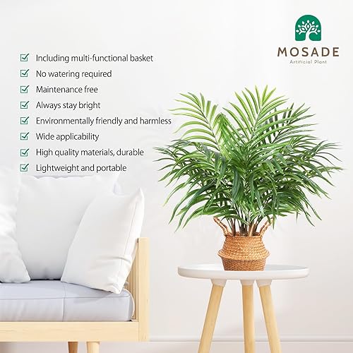Miniatura 5 de MOSADE Palmera artificial de 28 pulgadas con cesta de hierba marina hecha a mano, perfecta para decoración del hogar para interiores y exteriores,