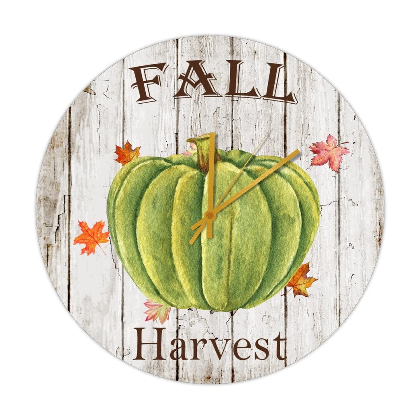 Horloge murale en bois citrouilles pour decorer votre cuisine d'automne en silence 38cm