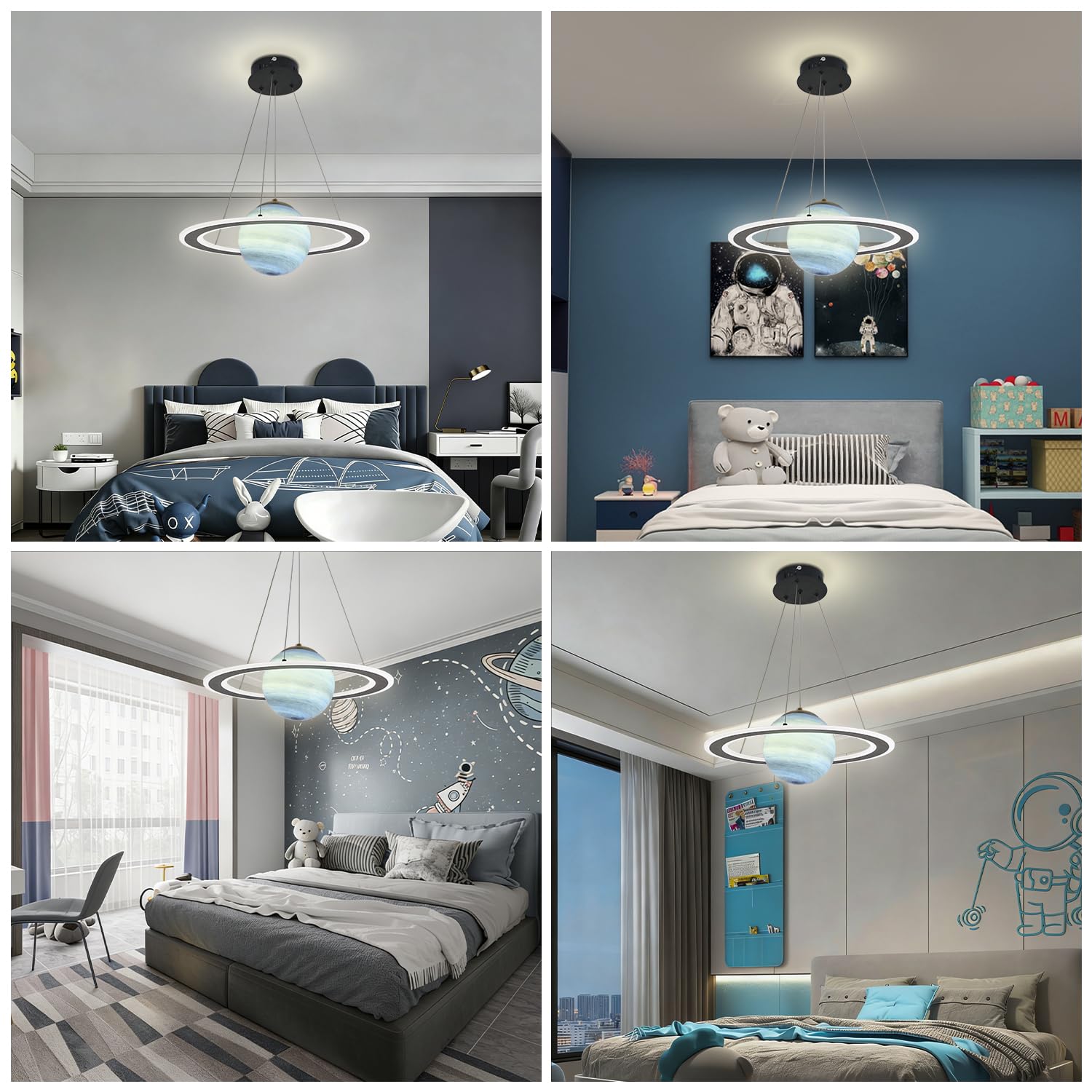 Lampade a sospensione Pianeta per cameretta dei bambini Lampadario in vetro per camera delle ragazze dei ragazzi Pianeta creativo, Lampade a sospensione a soffitto per camera da letto del piane