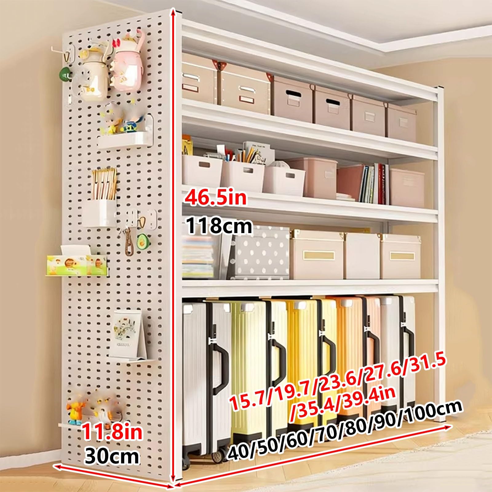 Küchen- und Aufbewahrungsregal aus Metall, vielseitiges Stecktafel-Regal für Büro, Garage, Speisekammer und Schlafzimmer, schwarzes Küchenregal (100 x 30 x 118 cm)