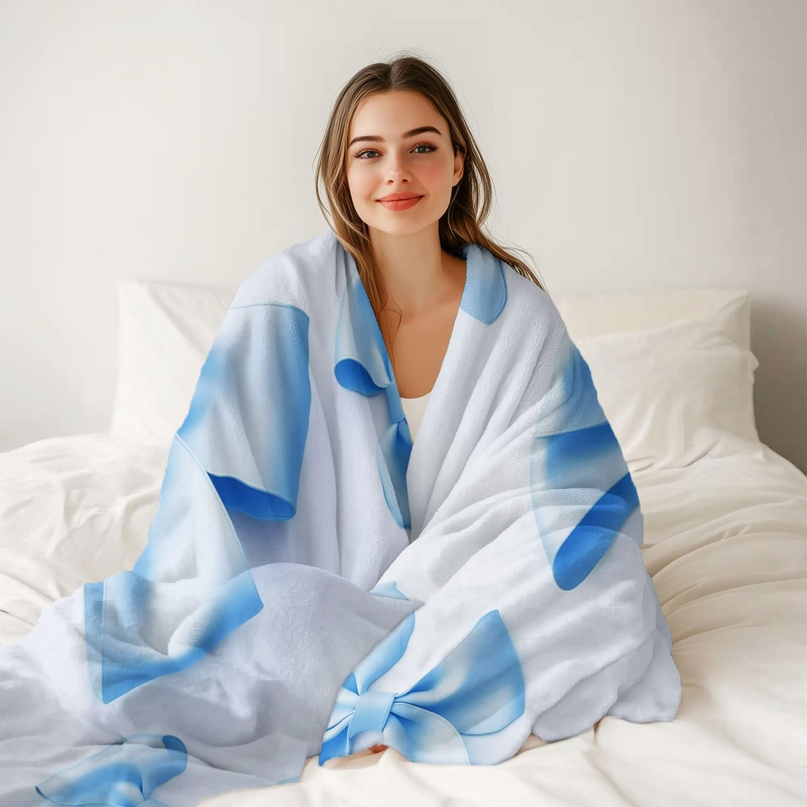 Manta de Franela Súper Suave 200 x 220 cm – Manta Cálida con Estampado de Minimalismo Espacio Arco, Ideal para Sofá Cama o Viaje Azul Claro