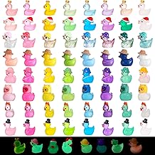 Mini Ducks Resin, 64 Pieces Mini Luminous Ducks Small Miniature Ducks Figures for Aquarium, Miniature Garden, Dollhouse, Crafts, Landscape Gardens, Bonsai, Fish Tank