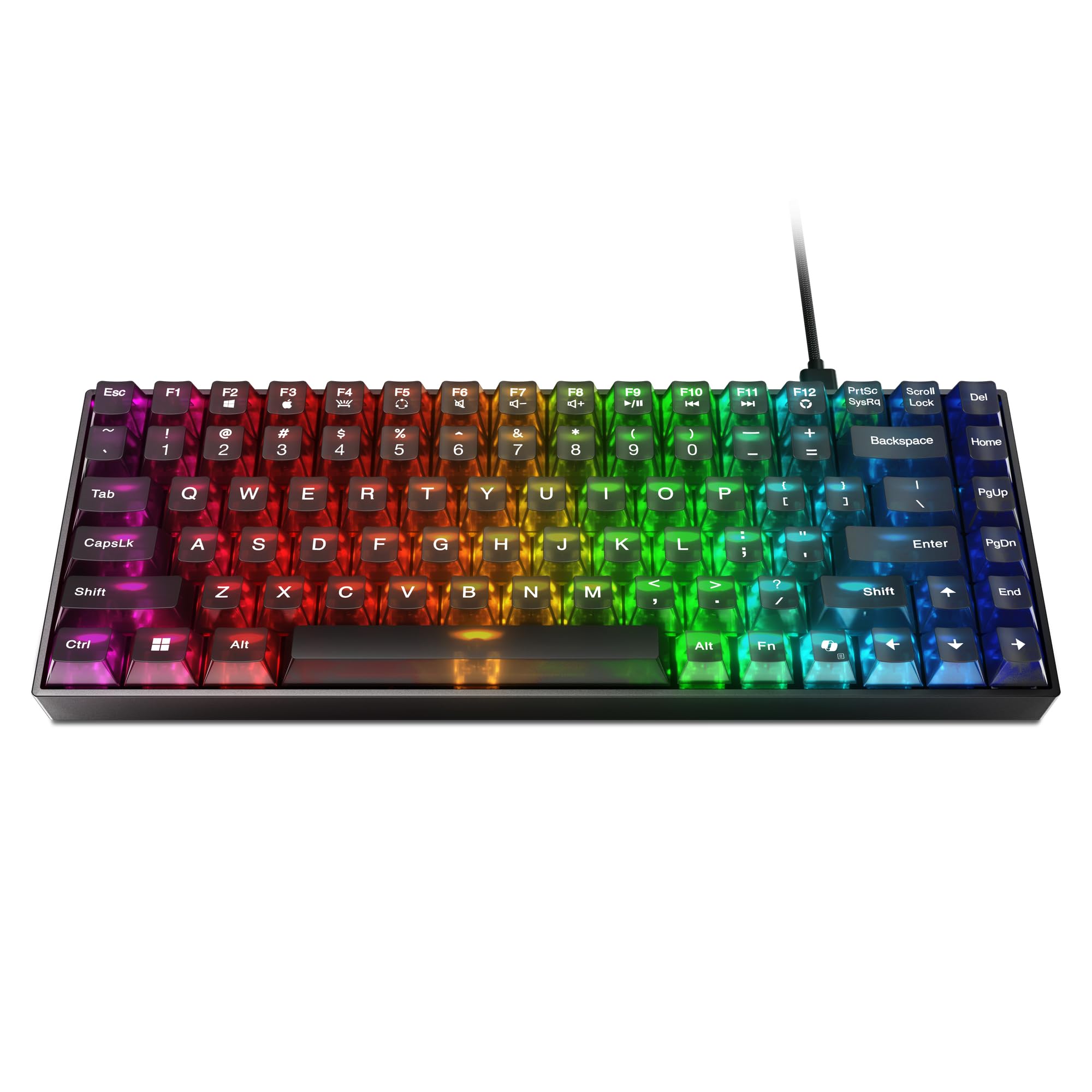 Lenovo Legion K510 Mini Pro - Teclado Gaming (Mecánico, 84 Teclas, Diseño 75% Compacto, Teclas Translúcidas, Iluminación RGB, QWERTY Español) Incluye Cable 1.8m - Color Negro