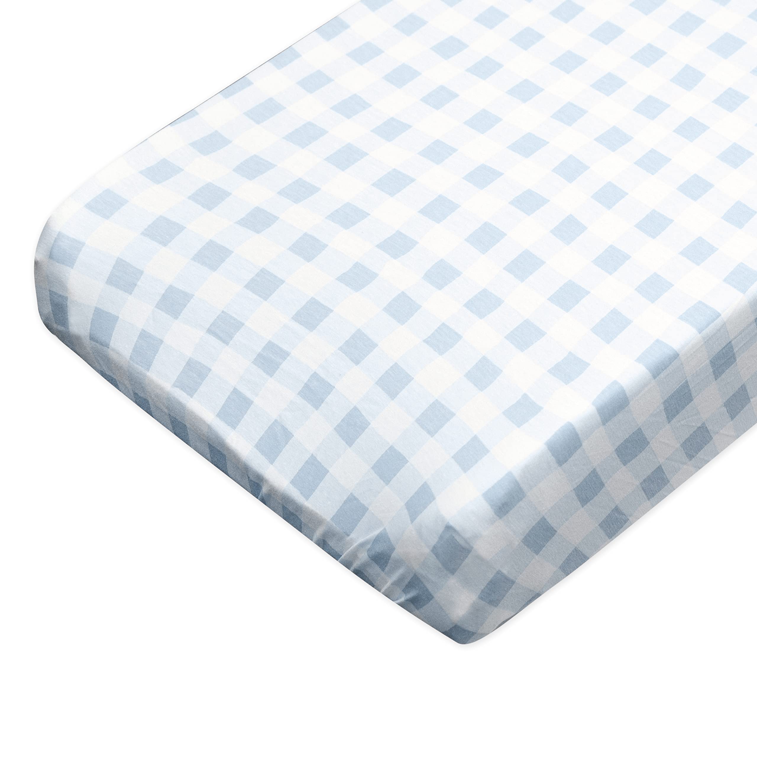 HonestBaby Coprimaterasso per fasciatoio in cotone biologico, motivo a quadri blu dipinto, taglia unica