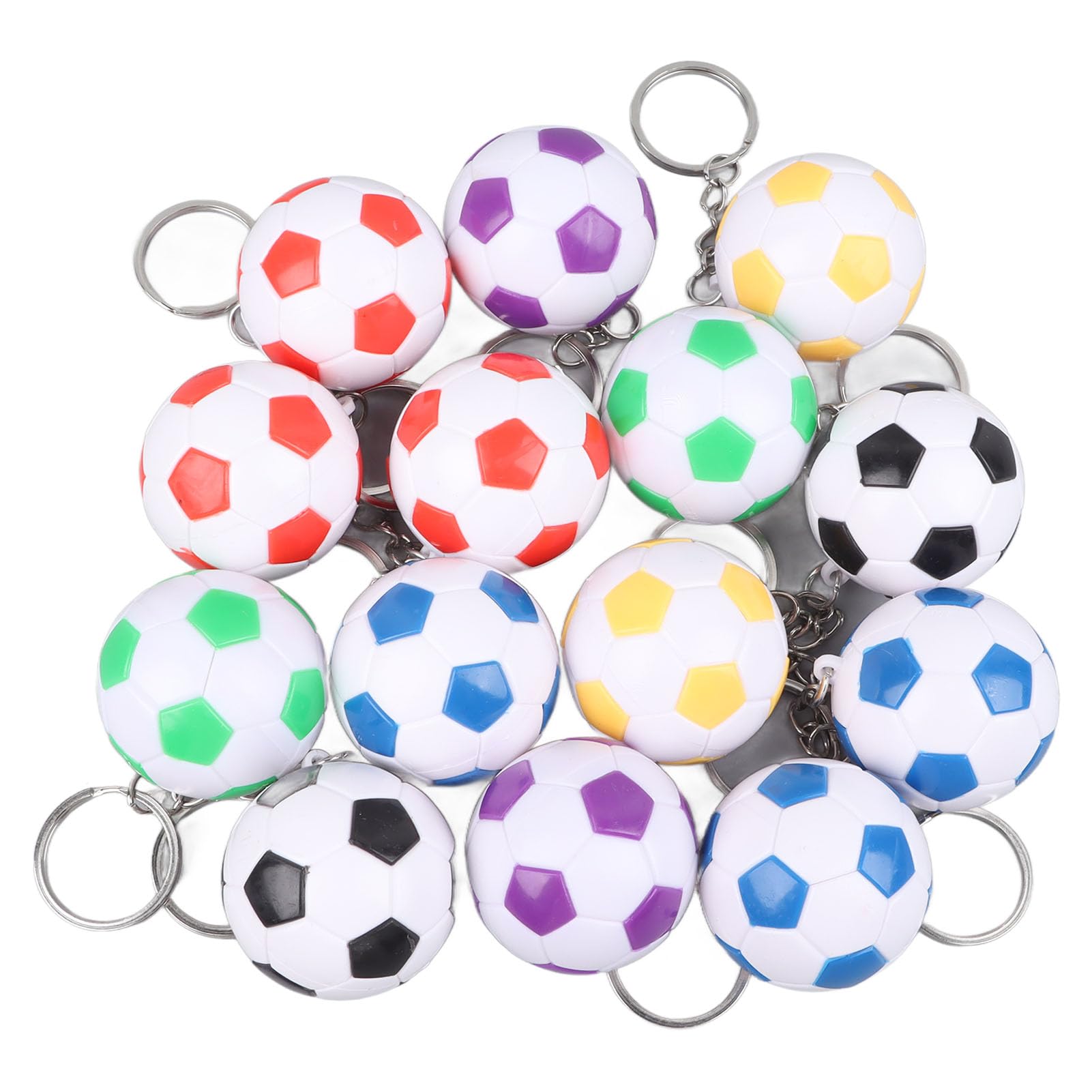Football Keychains, 14 Pack PVC Soccer Key Chain with Pull On