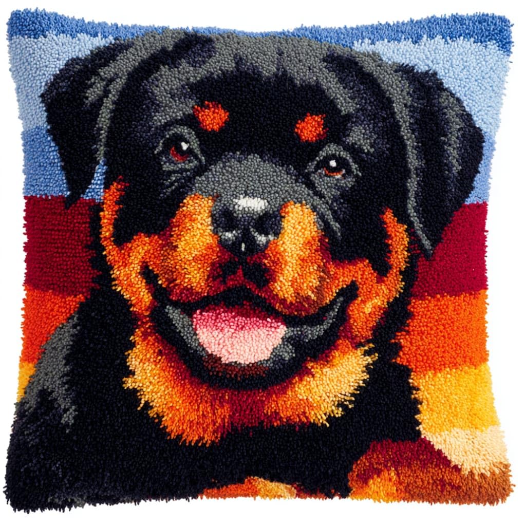 AxiangziK Creative Latch Hook Pillow Kit,Rottweiler