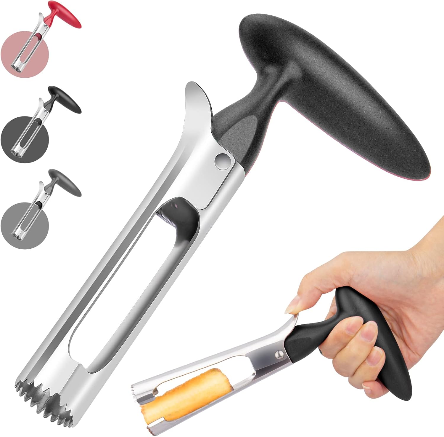 Apple Corer, Premium Stainless Steel Apple Corer Tool,Sturdy Ergonomic Handle, Easy to Use and Clean, Durable,Remover for Pears, Bell Peppers, Fuji, Honeycrisp, Pink Lady Apples (black) Apple Corer, Premium Stainless Steel Apple Corer Tool,Sturdy Ergonomic Handle, Easy to Use and Clean, Durable,Remover for Pears, Bell Peppers, Fuji, Honeycrisp, Pink Lady Apples (black)