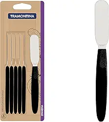 Conjunto De Espátulas Para Manteiga Tramontina Ipanema Com Lâminas Em Aço Inox E Cabos De Polipropileno Preto 6 Peças