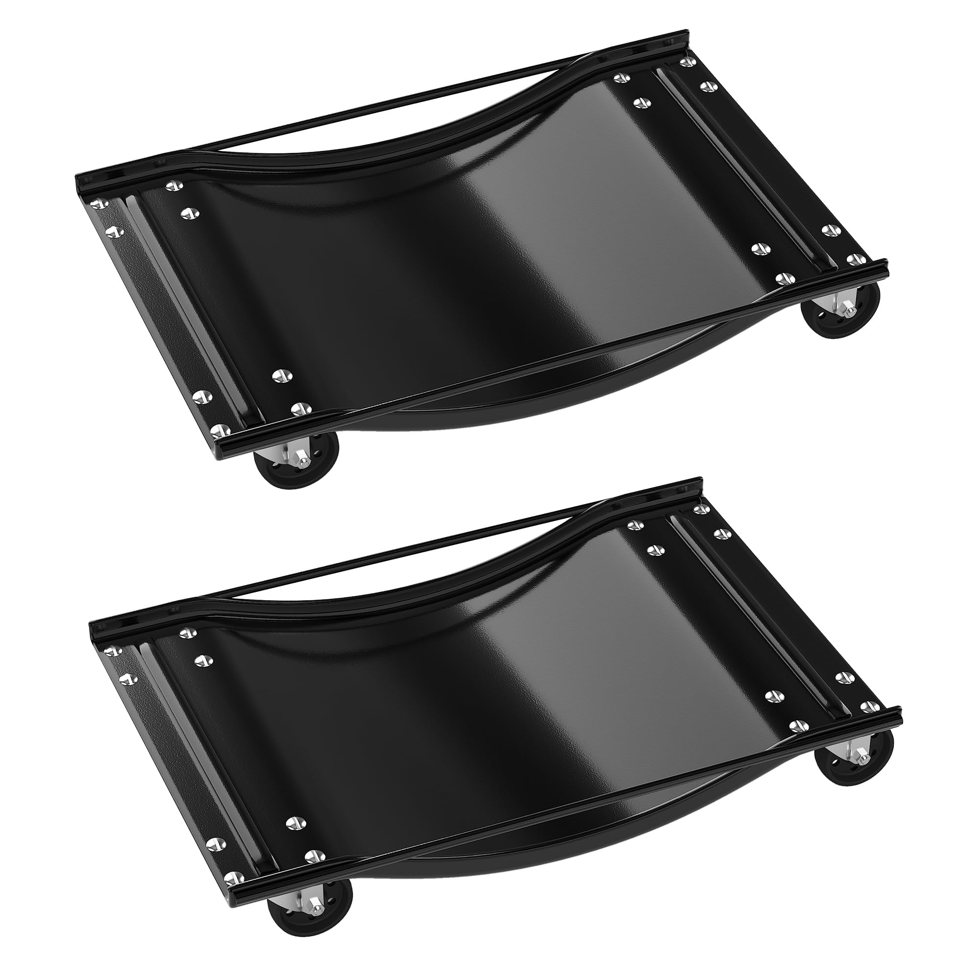 Car Wheel Dolly Set of 2 – 2300 kg Tire Stake Cart with Lockable 360° Casters, 4.5mm Thick Steel Tyre Skates, Vehicle Dolly Upgraded, Steel Tire Skates with Brakes, for Moving Cars,Trucks