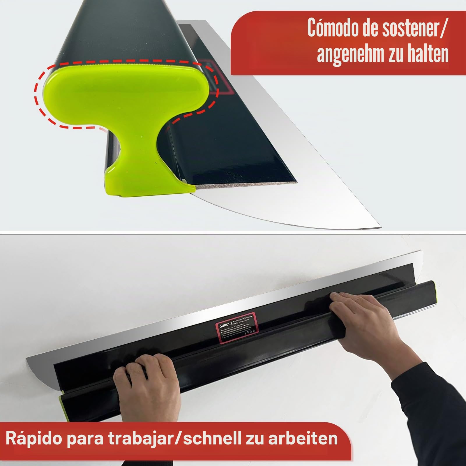 DURDUR Espátula de superficie (100 cm+40 cm), aleación de aluminio con mango en Z, herramienta de espátula de hoja de acero inoxidable para paneles de yeso, papel pintado y más área de trabajo grande,