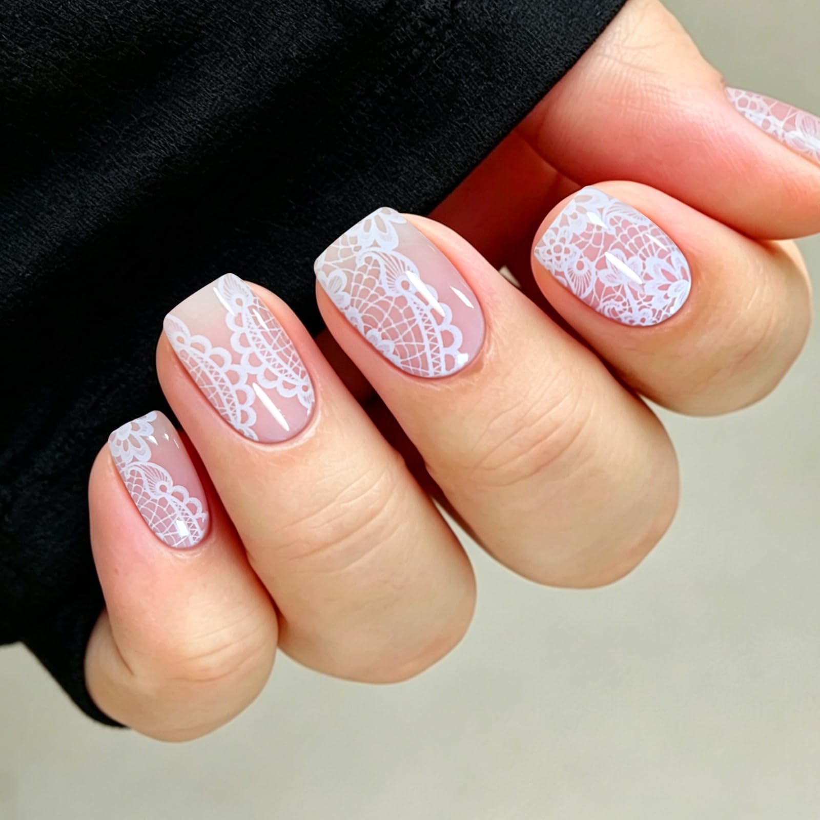 JMEOWIO Fleur Blanche Stickers Ongles Gel Nail Stickers Semi-durci Autocollant Ongle Gel Uv Deco Ongle Nail Art Design Manucure