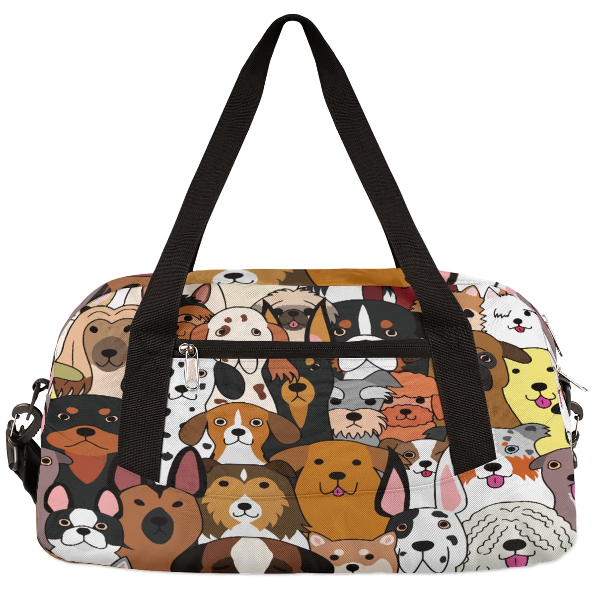 Funny Dogs Kids Duffle Bag for Boys Girls Dance Bag,Cute Graffiti Puppy Sport Gym Bags Overnight Travel Bags Teen Kids Weekender Bag for School