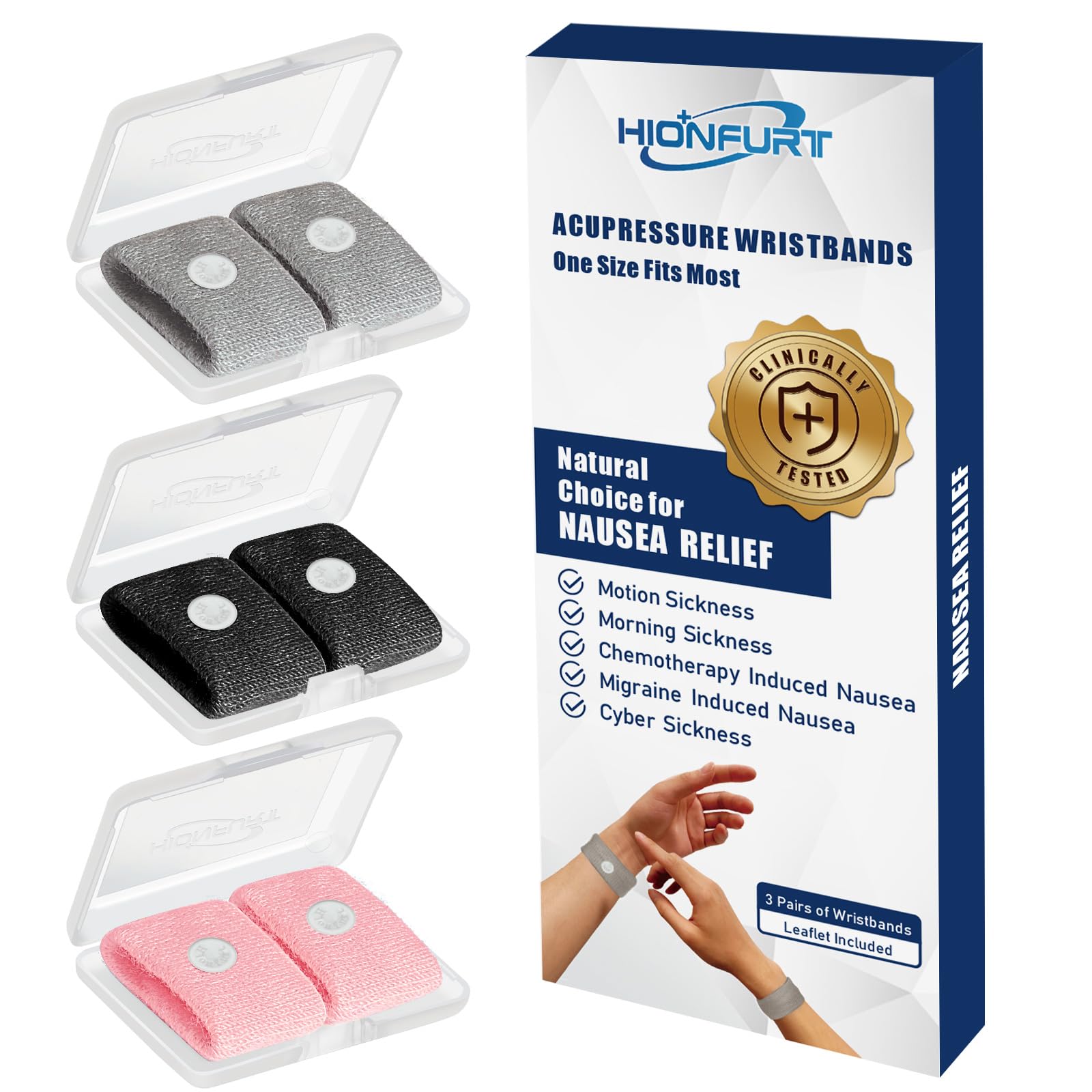 Hionfurt Motion Sickness Bands Anti Nausea Wristbands for Adult and Kids