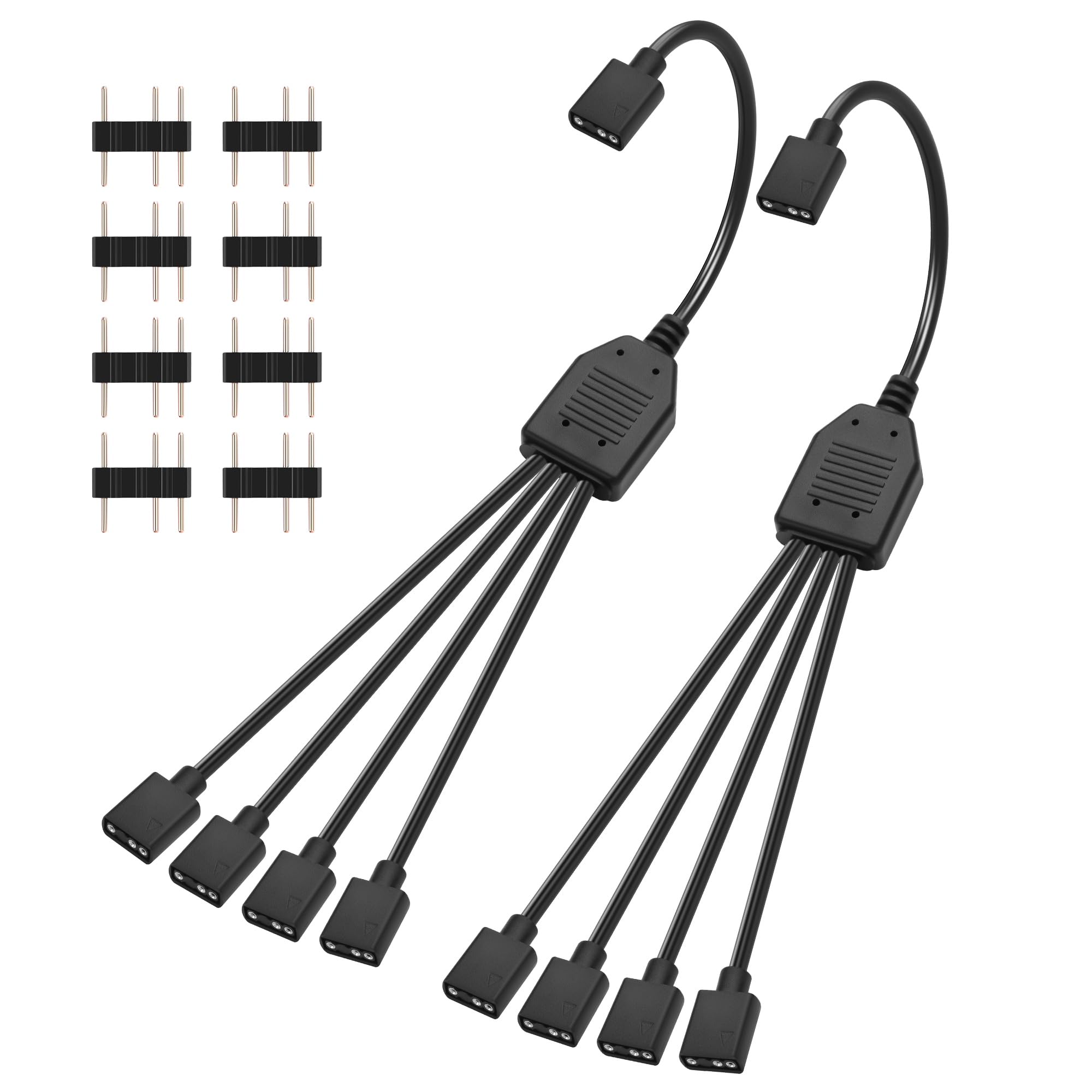 GINTOOYUN 2 Pack 1 a 4 ARGB Splitter Cable 5V 3-Pin Mujer a cuatro 5V 3-Pin Mujer RGB Splitter Cable para tiras luminosas RGB, ventiladores RGB 5V, cajas de ordenador, etc(12,4 pulgadas)